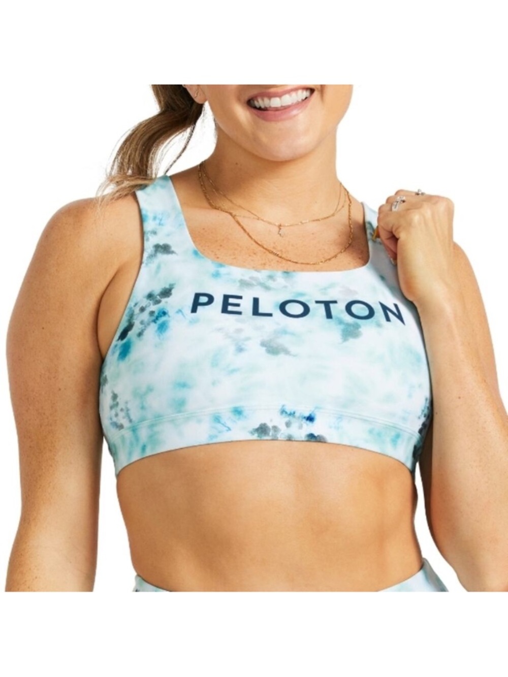 Peloton Women's Aqua Diamond Tie-Dye High-Support Sports Bra